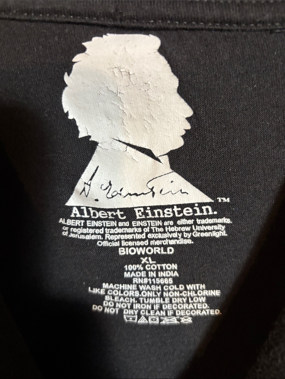 Black Graphic Albert Einstein Crewneck T-Shirt - Picture 3 of 5